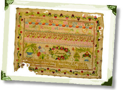 This late 19th Century sampler was stitched by Letitia Salter, of Sullivan Township, in 1883. 
